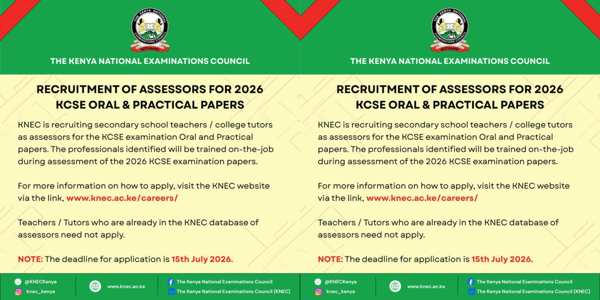 KNEC Announces 2026 KCSE Assessor Recruitment; How to Apply. 