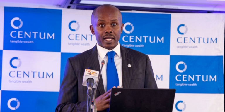 Centum CEO, James Mworia addresses stakeholders during a corporate briefing at Centum Investment Company Plc. PHOTO/ Centum Investment Company plc LinkedIn