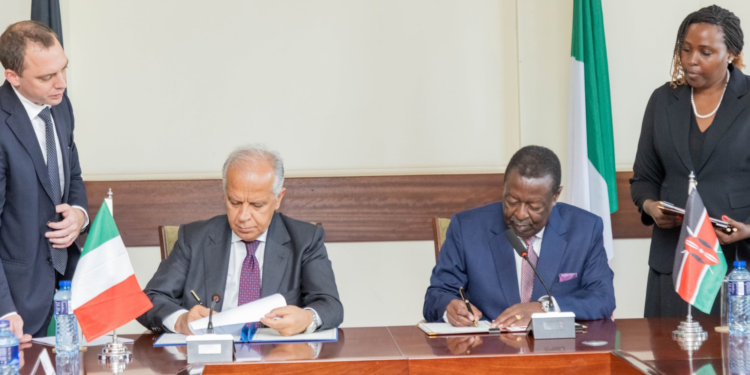 Prime Cabinet Secretary and Cabinet Secretary for Foreign and Diaspora Affairs Musalia Mudavadi and Italy's Minister of the Interior Matteo PiantedosiPHOTO/Mudavadi X