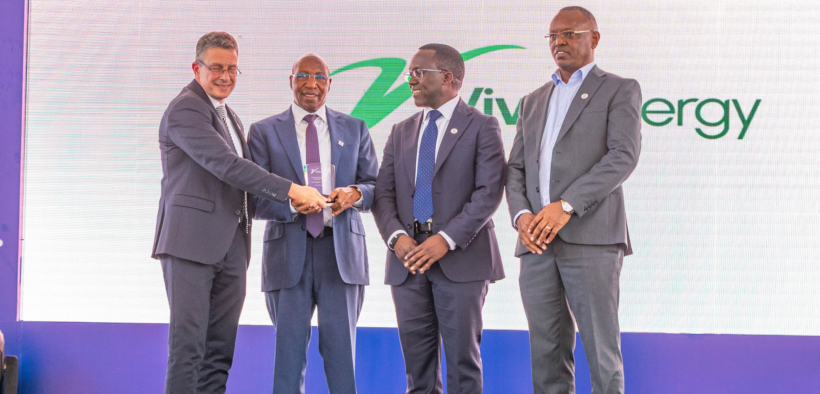 From left EVP Retail and Commercial Vivo Energy, Mr. Arnaud Guichard Eng. Peter Njeru-Founder and CEO RIVA Petroleum Peter Murungi-Managing Director, Vivo Energy Kenya Mr. Stephen Gikonyo- Lubricants Sales and Marketing Manager Vivo Energy Kenya. PHOTO/ File