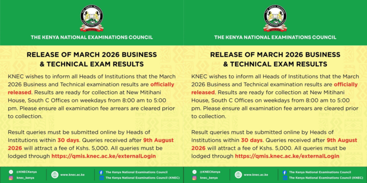 Notice that was issued by KNECPHOTO/KNEC
