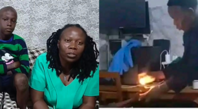 A collage of the mother with her son and a photo oher allegedly burning him PHOTO/FB