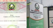 A collage photo of KCSE certificate and KNEC office. Photo / File