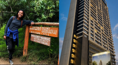 A collage photo of Margaret Wambui and the buidling which she is said to fall from . Photo /File