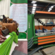 A collage photo of leather shoes and the machine for makingh the leather equipments. Photo /Kenya Leather