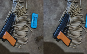 A mobile phone, a toy pistol and roll of cannabis sativa recovered by police PHOTO/NPS