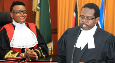 A photo collage of CJ Martha Koome and LSK President Charles Kanjama