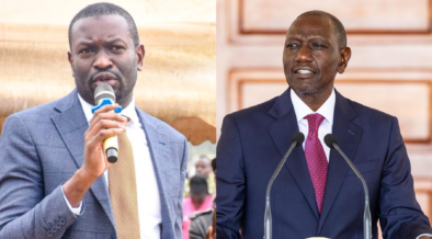 A photo collage of Ptesident William Ruto and Nairobi Senator Edwin Sifuna