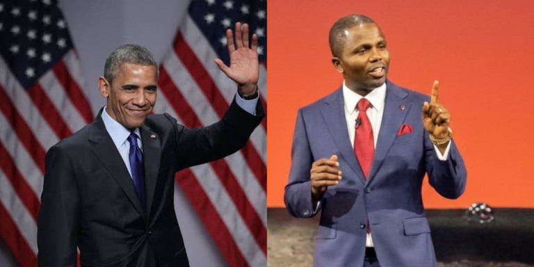 A photo collage of former US President Barack Obama and Robert Miano
