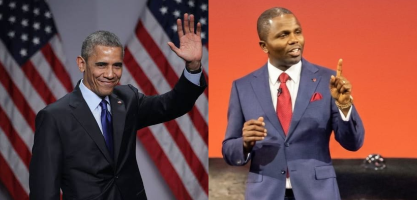 A photo collage of former US President Barack Obama and Robert Miano