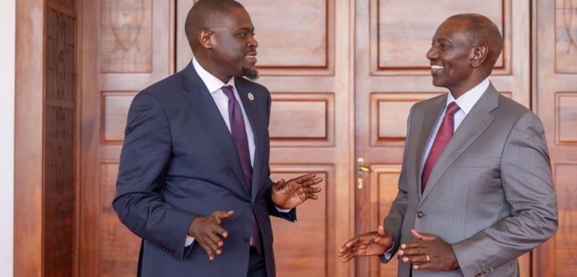 A photo of president William Ruto and Nairobi governor Johnson Sakaja. Photo/ File