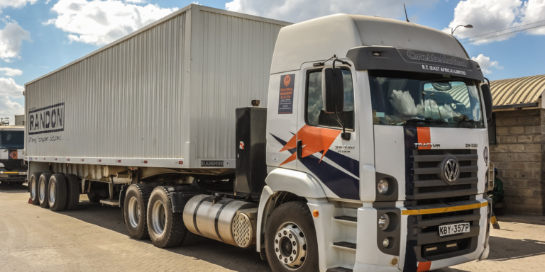 A photo showing Truck of Multiple Hauliers at a garage. Photo / Multiple Hauliers