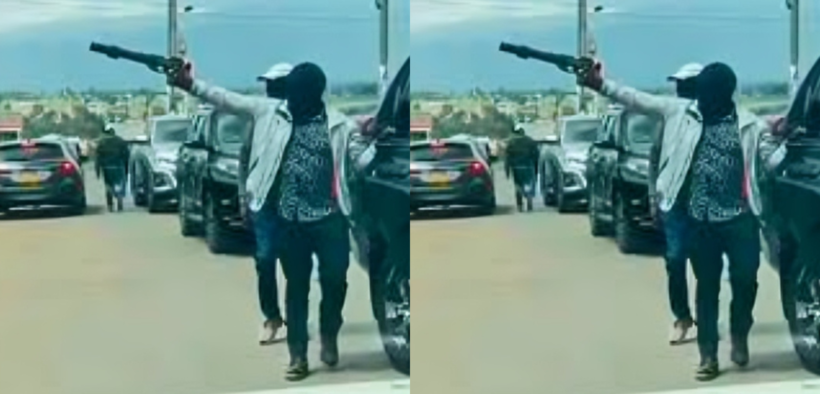A photo showing armed men patrolling the streets of Ol Kalou during the by election. Photo File