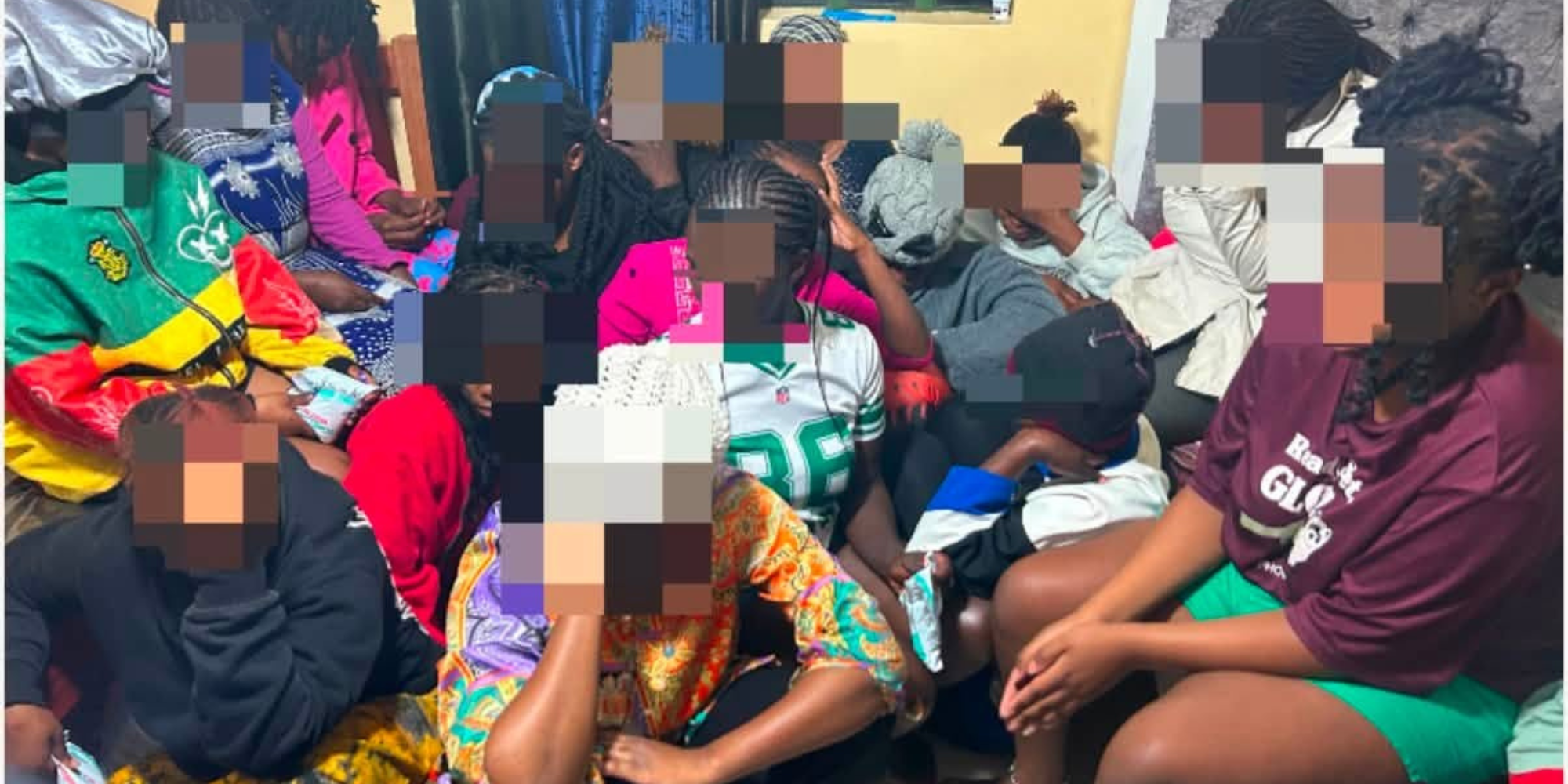 A photo showing rescused women by DCI during their operation against sexual exploitation. Photo /DCI
