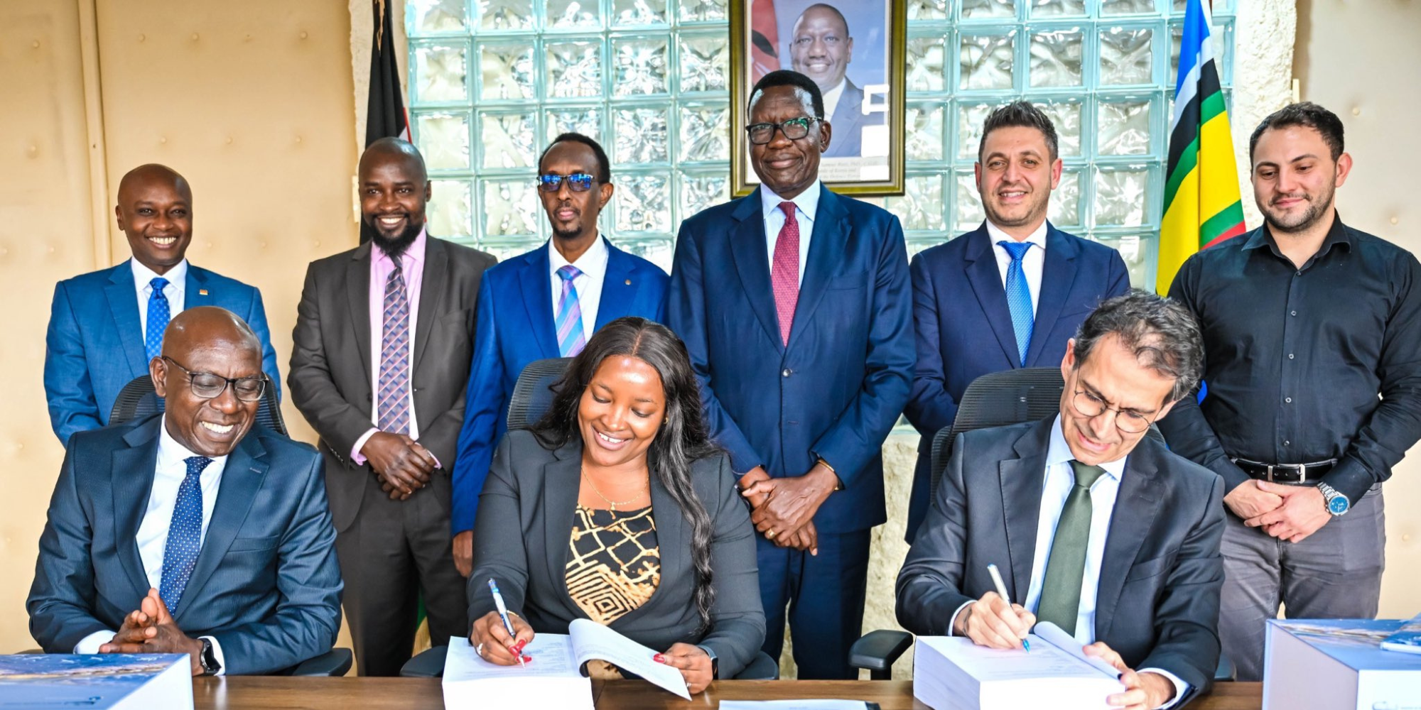 A photo showing witnesses the signing of the Engineer-Consultant Contract with Dar Al-Handasah Consultants for the JKIA Modernisation Project.Photo/ CS Chirchir Davis /X