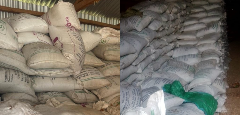 Bags of fertilizer recovered by DCI PHOTO/DCI