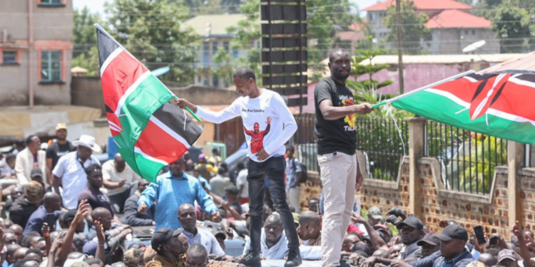 Edwin Sifuna and Babu Owino during a rally PHOTO/Nation