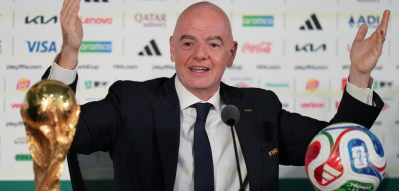 FIFA President Gianni Infantino urged people to be patient and have reasonable expectations for how much FIFA could alter American visa policies ahead of the World Cup opener Thursday. (Eduardo Verdugo / Associated Press)