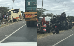 Grisly road accident featuring a Tahmeed Bus and several Lorrie’s along Mombasa Road.