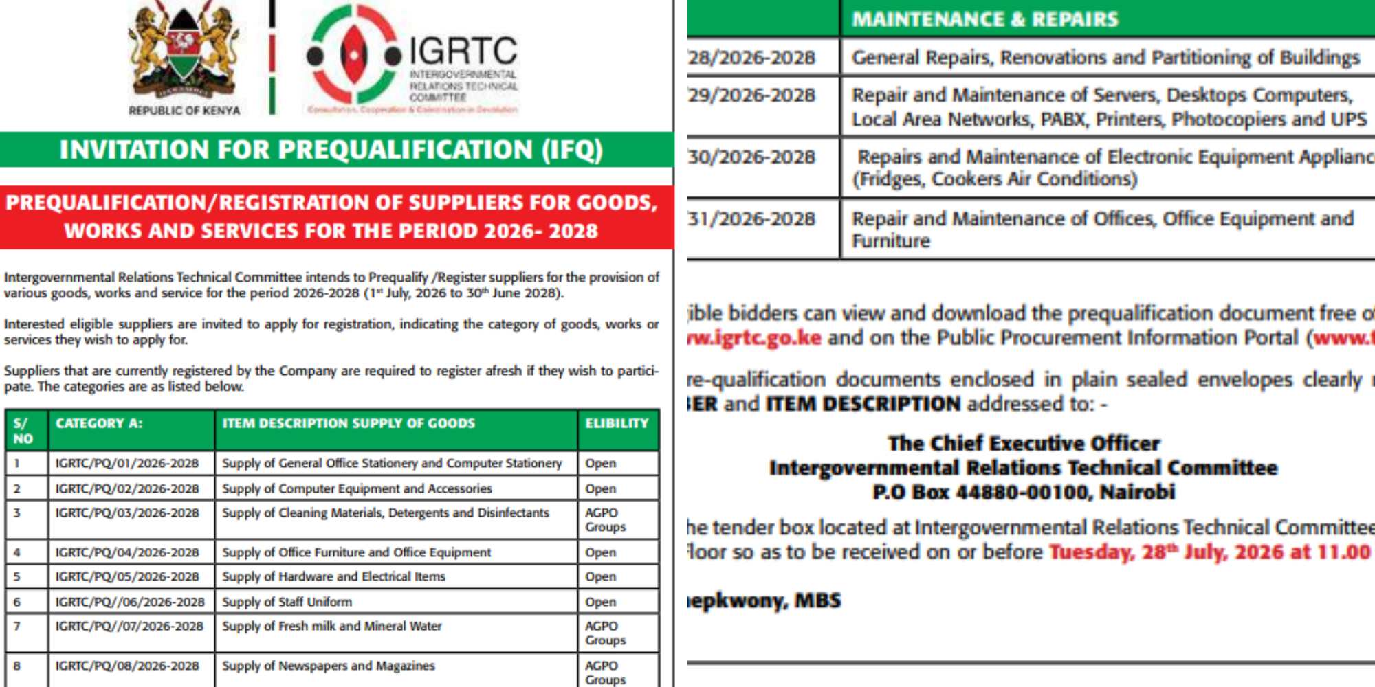 A photo showing IGRTC prequalification of suppliers. Photo/ File