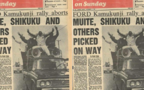A photo of Mzee Julius Kago during the Kamkunji rally . Photo/ James Orengo / X