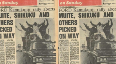 A photo of Mzee Julius Kago during the Kamkunji rally . Photo/ James Orengo / X