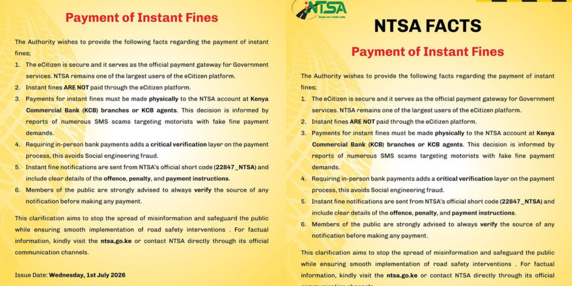 NTSA Issues Clarification on eCitizen and Instant Fine Payments