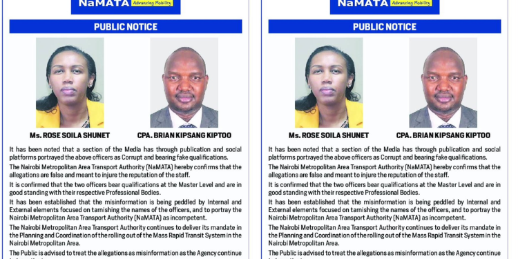 Public Notice from NaMATA dismissing claims against two senior officers