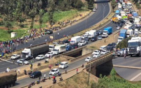 Traffic along Thika Road was disrupted on Tuesday after a body was discovered in a river at Rurie, near Ruiru.