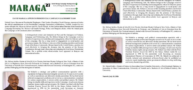 Appointment of the United Green Movement presidential secretariat team