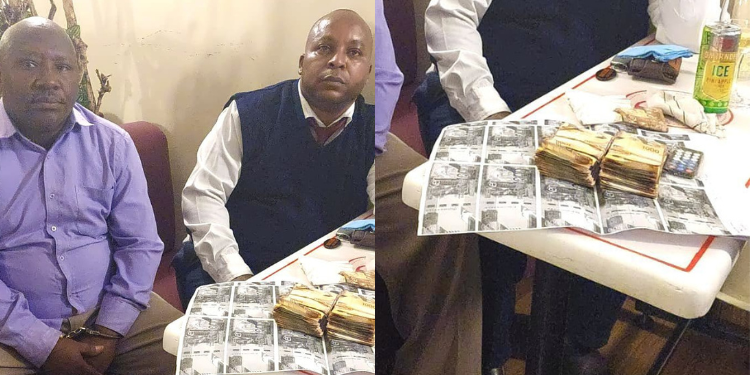  The Ethics and Anti-Corruption Commission (EACC) officers arresting the suspects at a restaurant within Kangema Township during the sting operation.