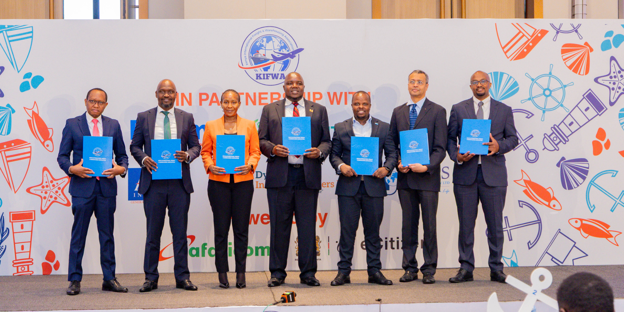 Representatives from the Kenya International Freight and Warehousing Association (KIFWA), Dynamique Insurance Brokers Ltd, and managing directors of leading insurance companies pose for a group photo during the launch of the Digital Marine Cargo Insurance Platform at the Argyle Grand Hotel Nairobi Airport on June 30, 2026. The innovative platform is expected to streamline the issuance of marine cargo insurance certificates, enhance efficiency in cargo clearance processes, and accelerate the digital transformation of Kenya's logistics and insurance sectors. PHOTO/ FILE