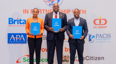 From left: Dynamique Insurance Brokers Ltd Managing Director Mildred Kauso, Kenya International Freight and Warehousing Association (KIFWA) National Chairman Fredrick Aloo, and Britam Chief Executive Officer, General Insurance, James Mbithi, during the launch of the Digital Marine Cargo Insurance Platform at the Argyle Hotel, Nairobi, on June 30, 2026. PHOTO/ FILE