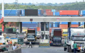 Trucks carrying cargo at the clearance terminals in Mombasa Port. PHOTO/ File