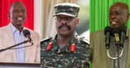 A photo collage of President William Ruto, Uganda's Chief of Defence Forces Gen Muhoozi Kainerugaba and DCP party leader, Rigathi Gachagua. PHOTO/ File