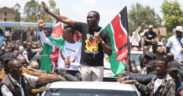 Edwin Sifuna and Babu Owino at a Linda Mwananchi rally PHOTO/Standard