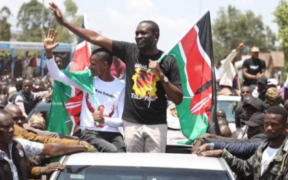 Edwin Sifuna and Babu Owino at a Linda Mwananchi rally PHOTO/Standard