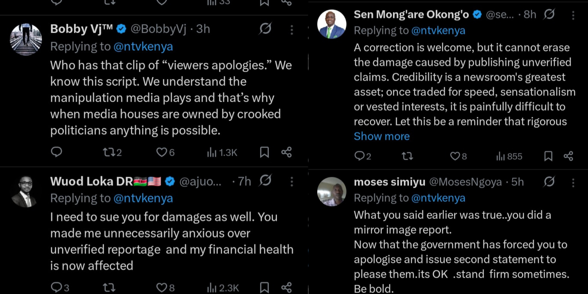 Kenyans react online after NTV apologizes to Kindiki over an inaccurate SACCO funds report. PHOTO/ Screengrab