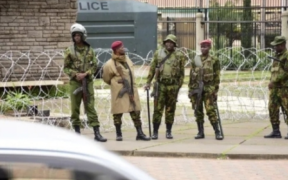 Police officers deployed along the Parliament Road ahead of the protests. PHOTO/ Billy Ogada/ NMG