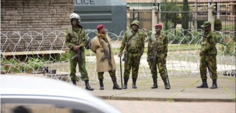 Police officers deployed along the Parliament Road ahead of the protests. PHOTO/ Billy Ogada/ NMG