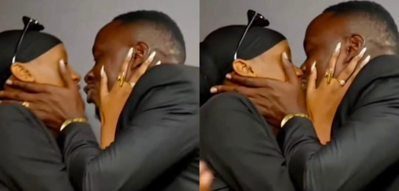 Oga Obinna kissing Miss P on his show PHOTO/FB