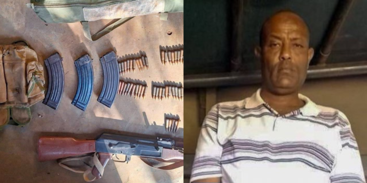 A collage of the suspect who was arrested and the illegal firearmsPHOTO/NPS