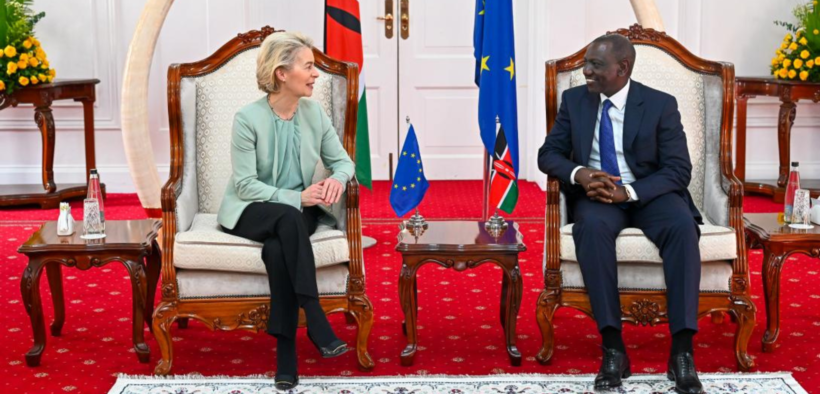 European Commission President Ursula von der Leyen and Kenyan President Dr. William Samoei Ruto at State House Nairobi in 2023. PHOTO/ File