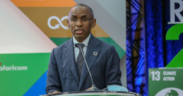 Safaricom PLC CEO Peter Ndegwa speaking at a past event. PHOTO/ File