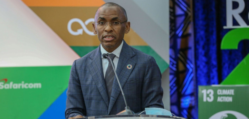 Safaricom PLC CEO Peter Ndegwa speaking at a past event. PHOTO/ File