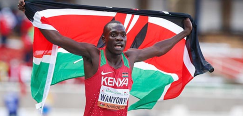 Kenya's middle-distance sensation Emmanuel Wanyonyi after smashing the men's 1,000 metres world record at the Monaco Diamond League. PHOTO/ File