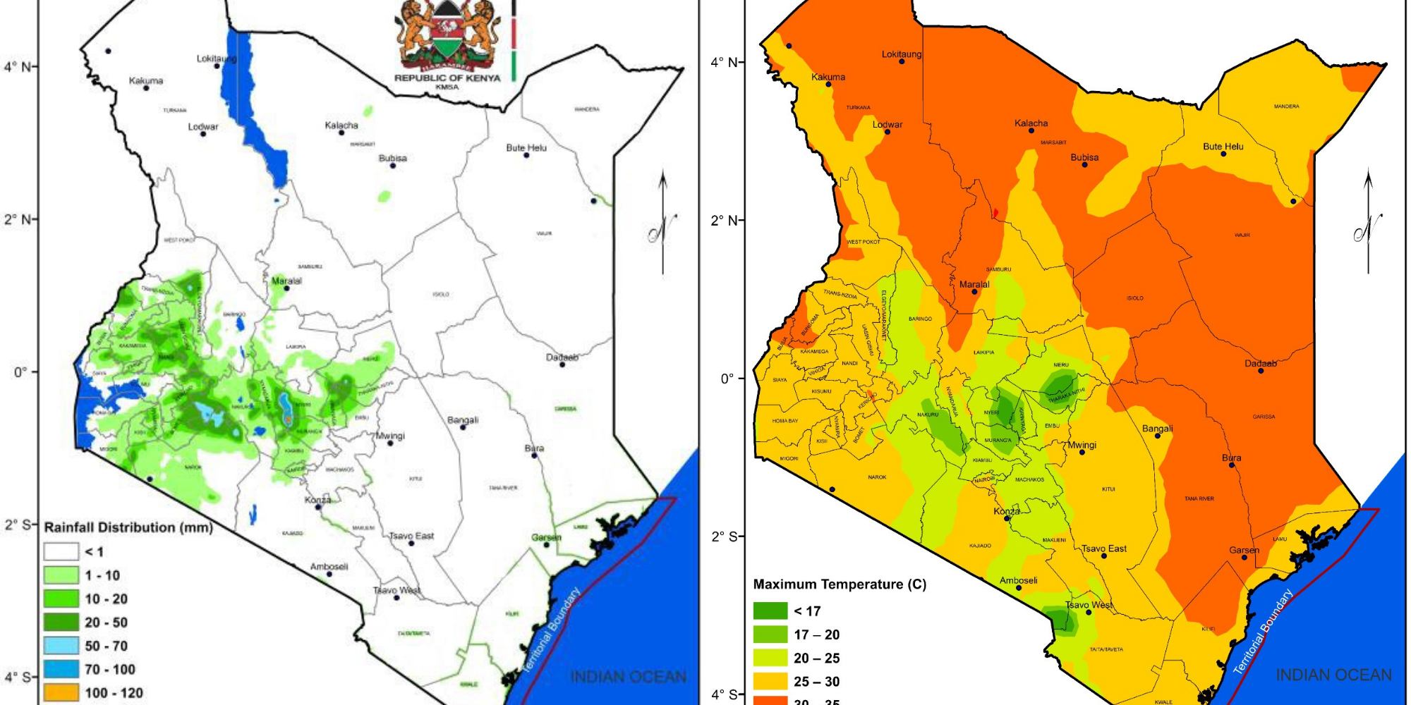 Kenya Met reveals counties set to receive rainfall, face cool conditions and experience temperatures above 30°C in its July 14–20 forecast. PHOTO/ Kenya Met