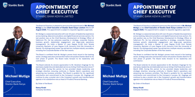 Stanbic Bank Announces Appointment of Michael Mutiga as CEO