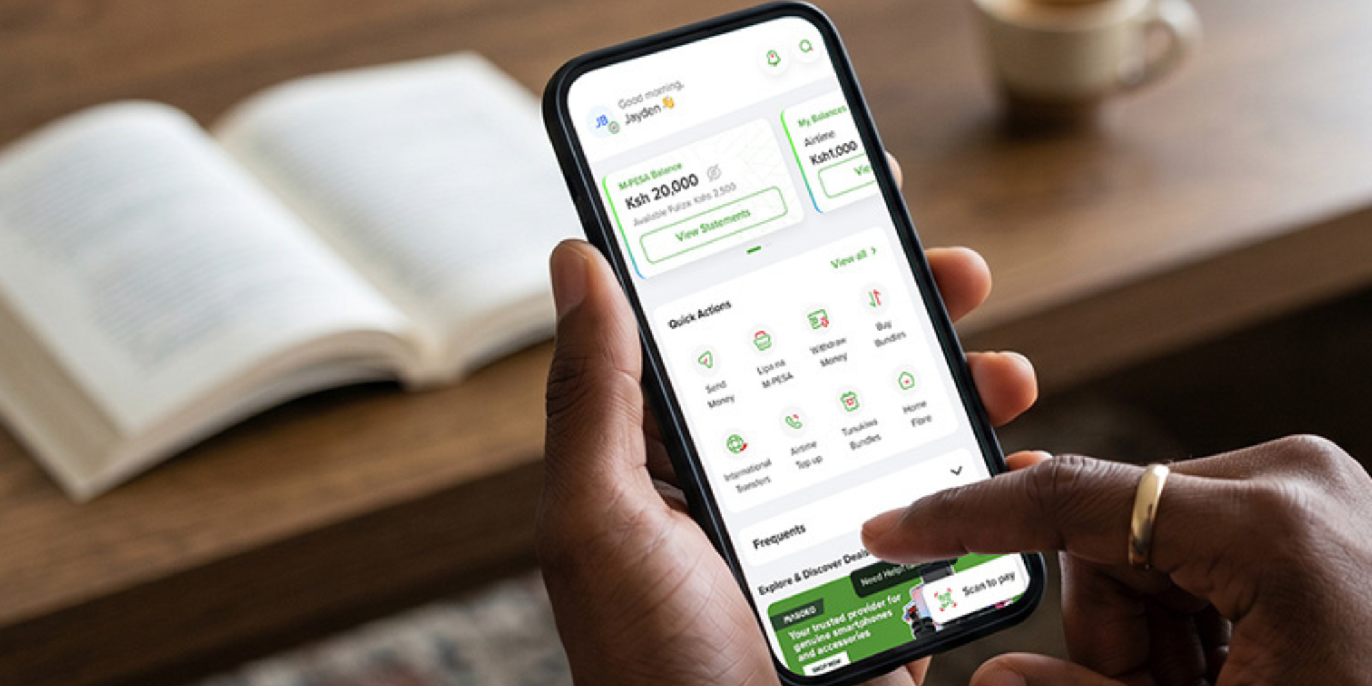 Safaricom's My OneApp interface on a phones display during transaction. PHOTO/ Safaricom