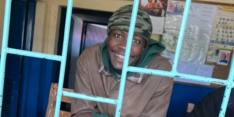 Allans Ademba during his arrest at Ol Kalou police station yesterday of July 16, in Nyandarua County. PHOTO/ Ademba